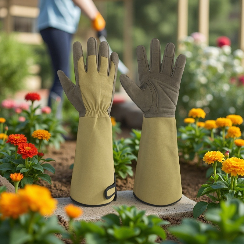 Garden Gloves Thorn Proof - ロングスタイルガーデニンググローブ、棘防止グローブ、キャンバス製バラ剪定用園芸グローブ、タッチスクリーン対応、通気性のある作業用手袋