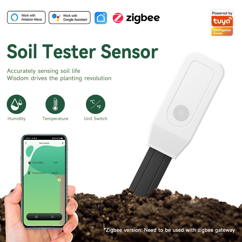 Moisture Meter Plant - スマート土壌テスターセンサー、Zigbee 3.0土壌水分および温度計、庭/農場用デジタル植物モニター、リモートAPPコントロール