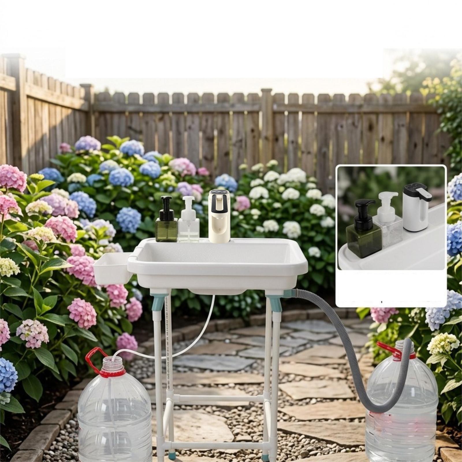 Gardening Tools Basket - キャンプ、庭、浴室用の屋外ポータブルシンク、軽量PP製手洗い器、収納バスケットとスタンド付き、ピクニックや旅行に最適