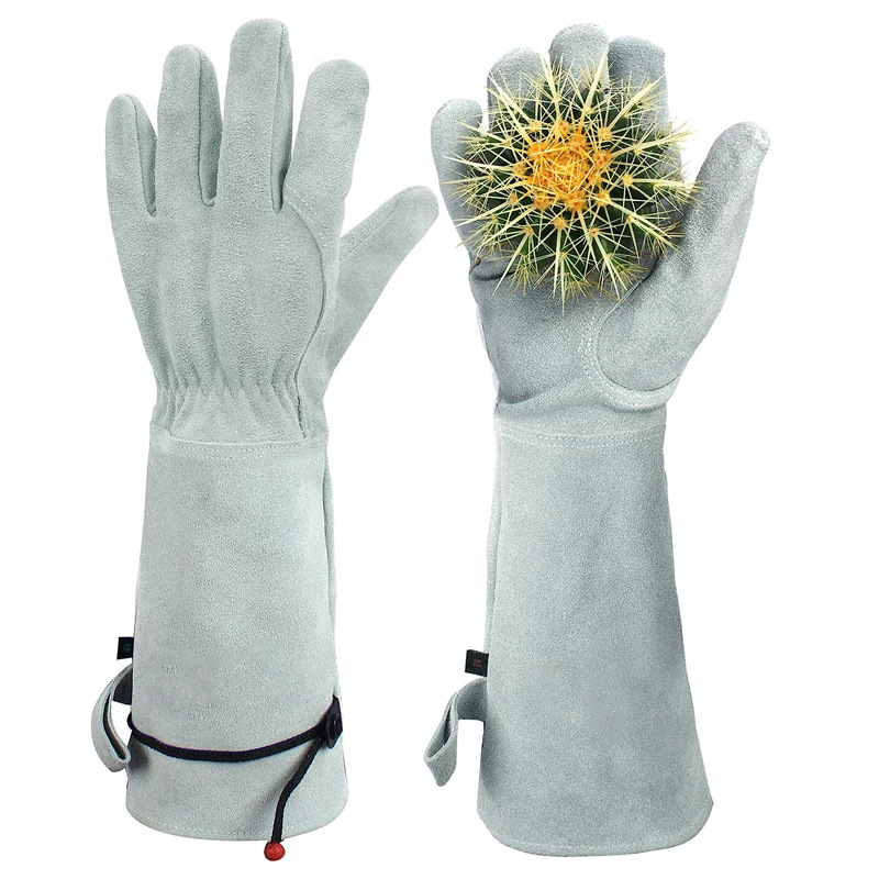 Garden Gloves Thorn Proof - 牛革ロングチューブガーデングローブ耐穿刺労働保護手袋庭建設現場用耐摩耗手袋