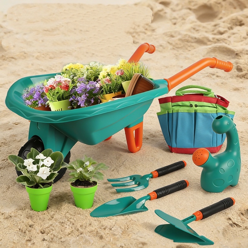 Gardening Tools Girly - 子供用砂遊びセットツール、砂場用おもちゃ、カートガーデンツールセット、男の子と女の子向けのガーデニングツールセットに適しています。