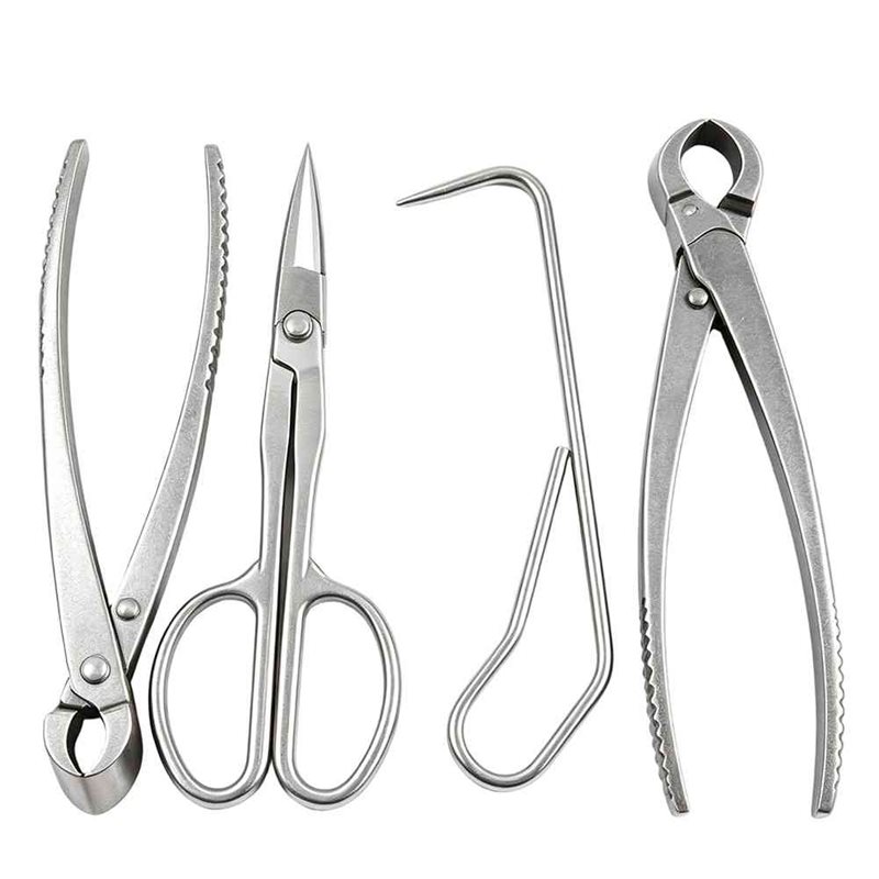 Bonsai Tool Set - ALIM-盆栽ツール、4ピース盆栽ツールセット-ナイフカッター、凹型カッター、植物ケアと根鉤付き、ノブ付き