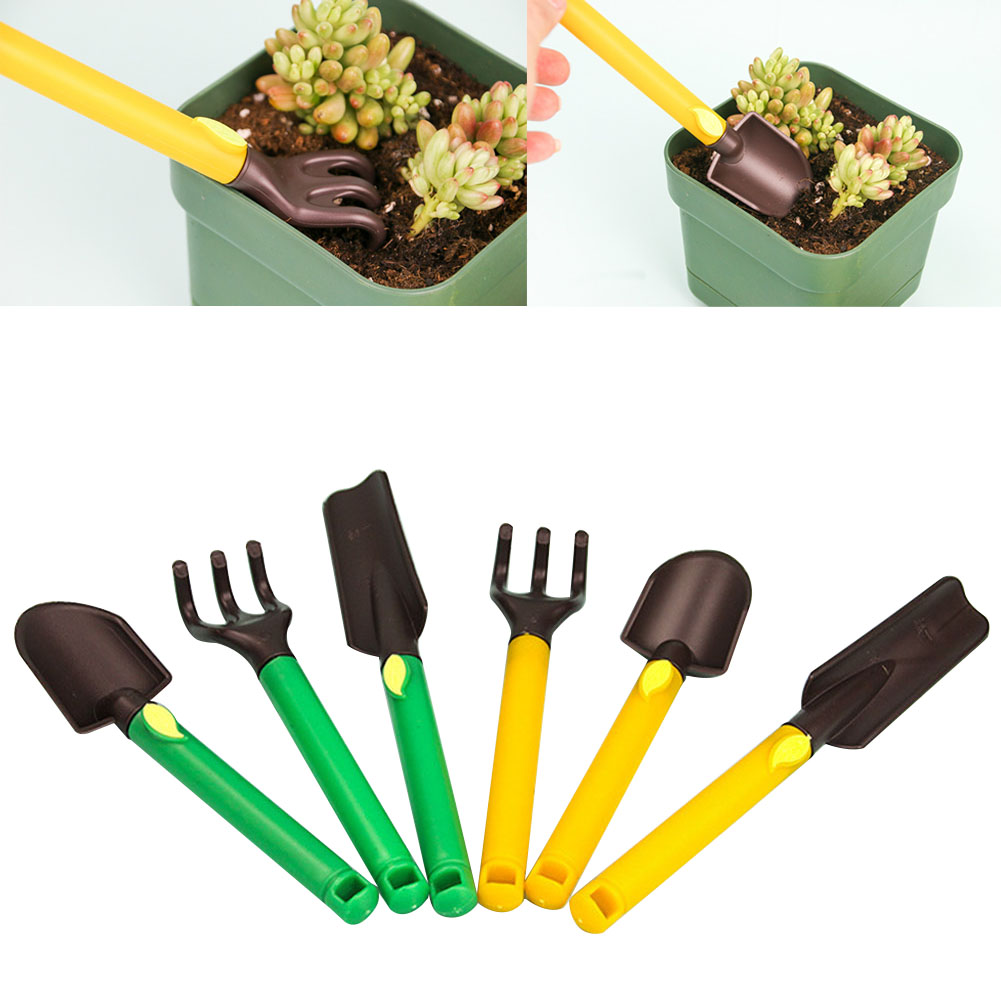 Gardening Tools Cute - 3 個子供用ガーデニングツールキットプラスチック安全ガーデニングツール鍬熊手シャベルガーデニングツールプラスチック安全ミニかわいい耐久性