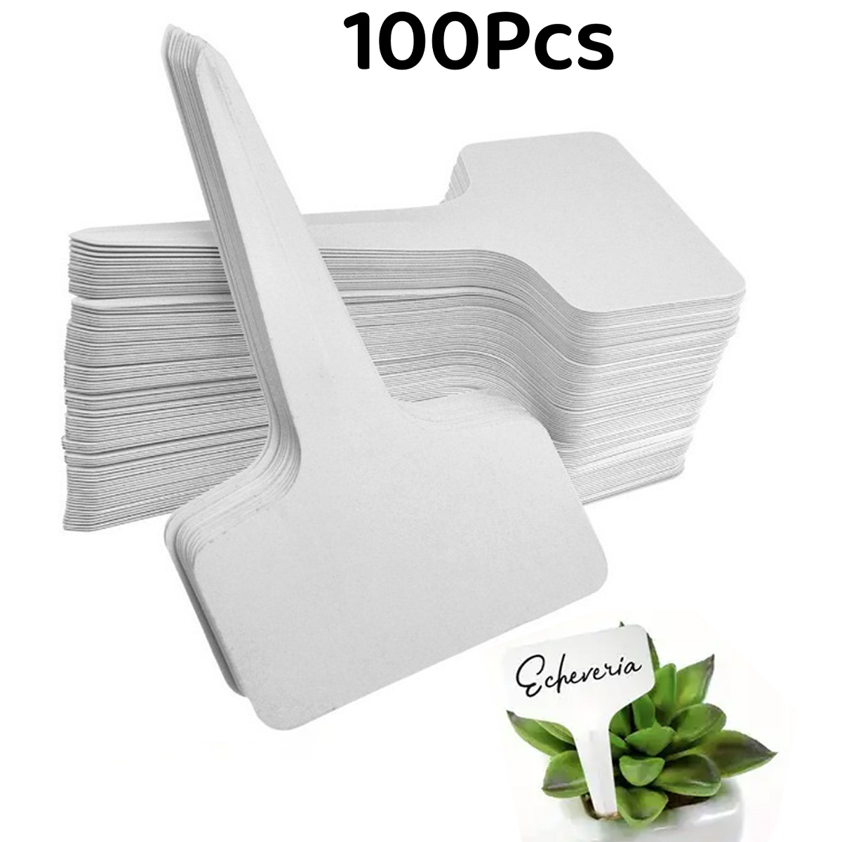 Plant Label Tags - 防水プラスチック植物ラベル、保育園の庭のラベル、tタイプのタグ、屋外、100個、2.36x3.94inch