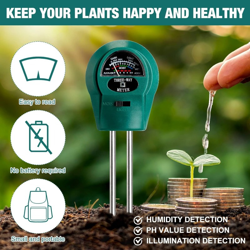 3 in 1土壌pHテスター、4 in 1 pHライト水分酸 - Moisture Meter Plant のレビューと価格