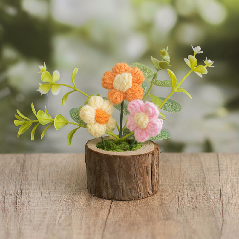 かわいい手編みの花の鉢植え1個、卒業祝いの手作りギフト、手織 - Gardening Tools Cute のレビューと価格