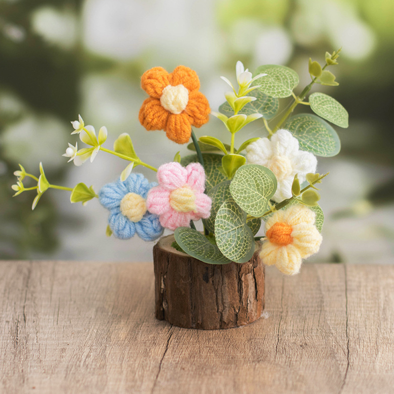 かわいい手編みの花の鉢植え1個、卒業祝いの手作りギフト、手織 - Gardening Tools Cute のレビューと価格