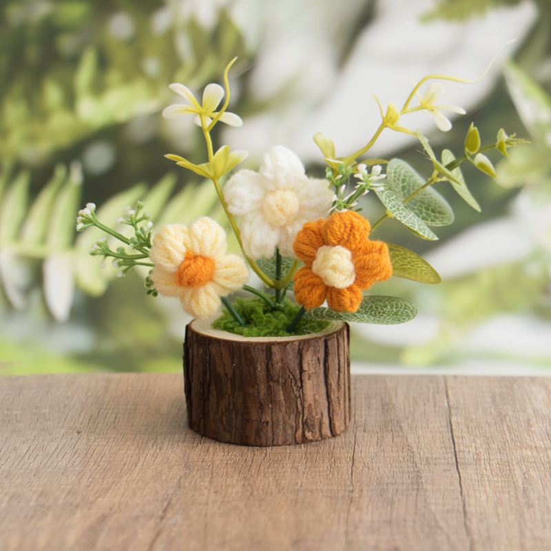 かわいい手編みの花の鉢植え1個、卒業祝いの手作りギフト、手織 - Gardening Tools Cute のレビューと価格