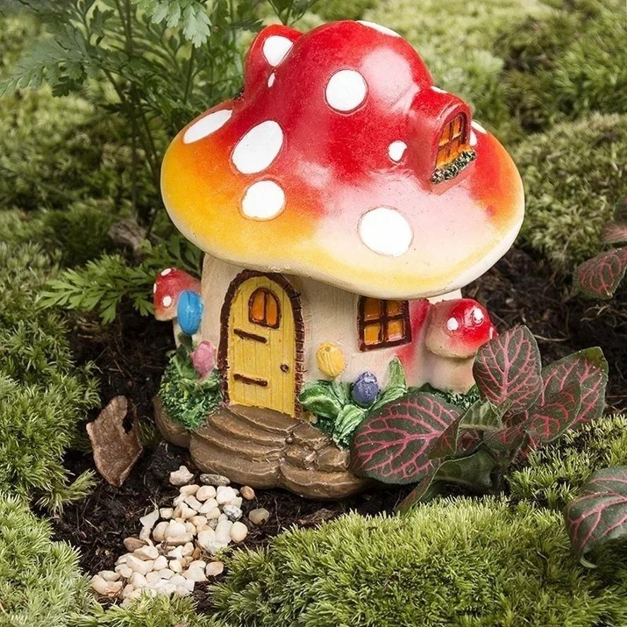 かわいい樹脂キノコの家のミニチュア、妖精の花の鉢植えの工芸品 - Gardening Tools Cute のレビューと価格