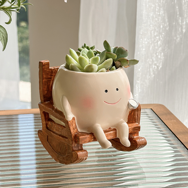 スタイリッシュで可愛い漫画風ゴースト樹脂製多肉植物プランター - Gardening Tools Cute のレビューと価格