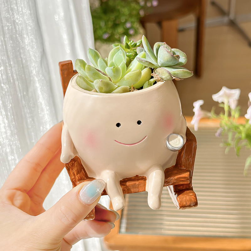 スタイリッシュで可愛い漫画風ゴースト樹脂製多肉植物プランター - Gardening Tools Cute のレビューと価格