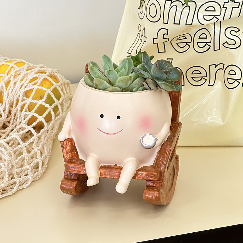 スタイリッシュで可愛い漫画風ゴースト樹脂製多肉植物プランター - Gardening Tools Cute のレビューと価格