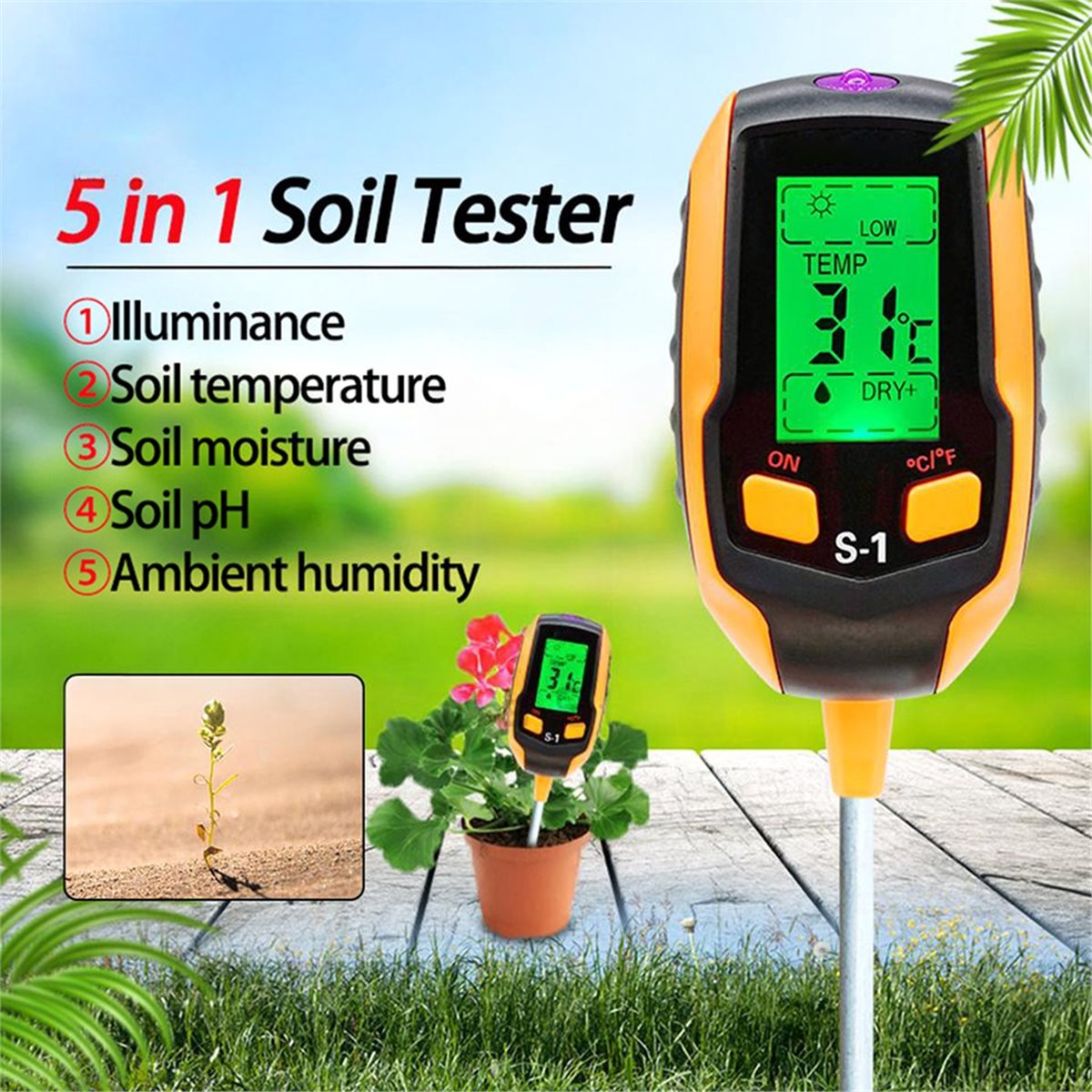 (PQWN) 土壌水分センサーメーター検出器金属プローブ園芸 - Gardening Tools B&Q のレビューと価格