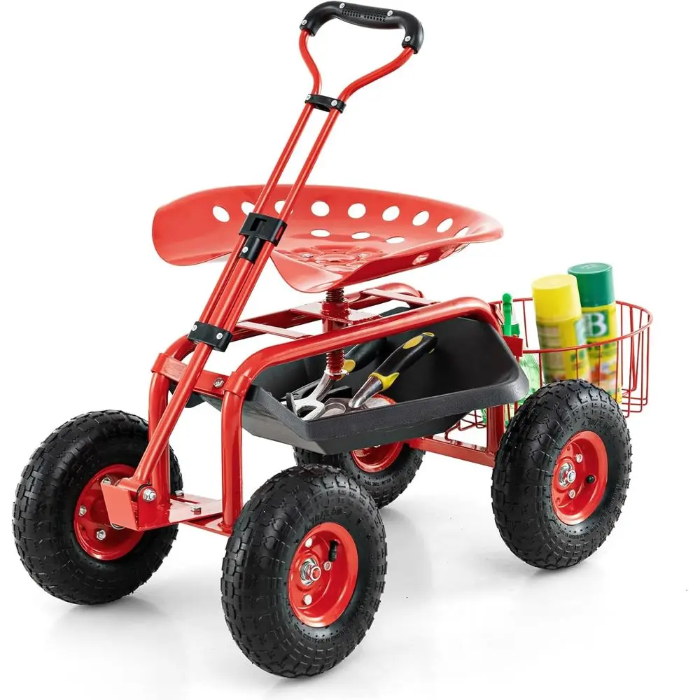 調整可能なガーデンカート（回転式シート、ローリングスツール、 - Gardening Tools Basket のレビューと価格