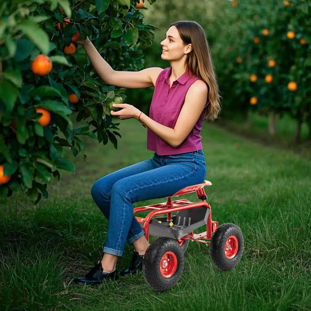 調整可能なガーデンカート（回転式シート、ローリングスツール、 - Gardening Tools Basket のレビューと価格