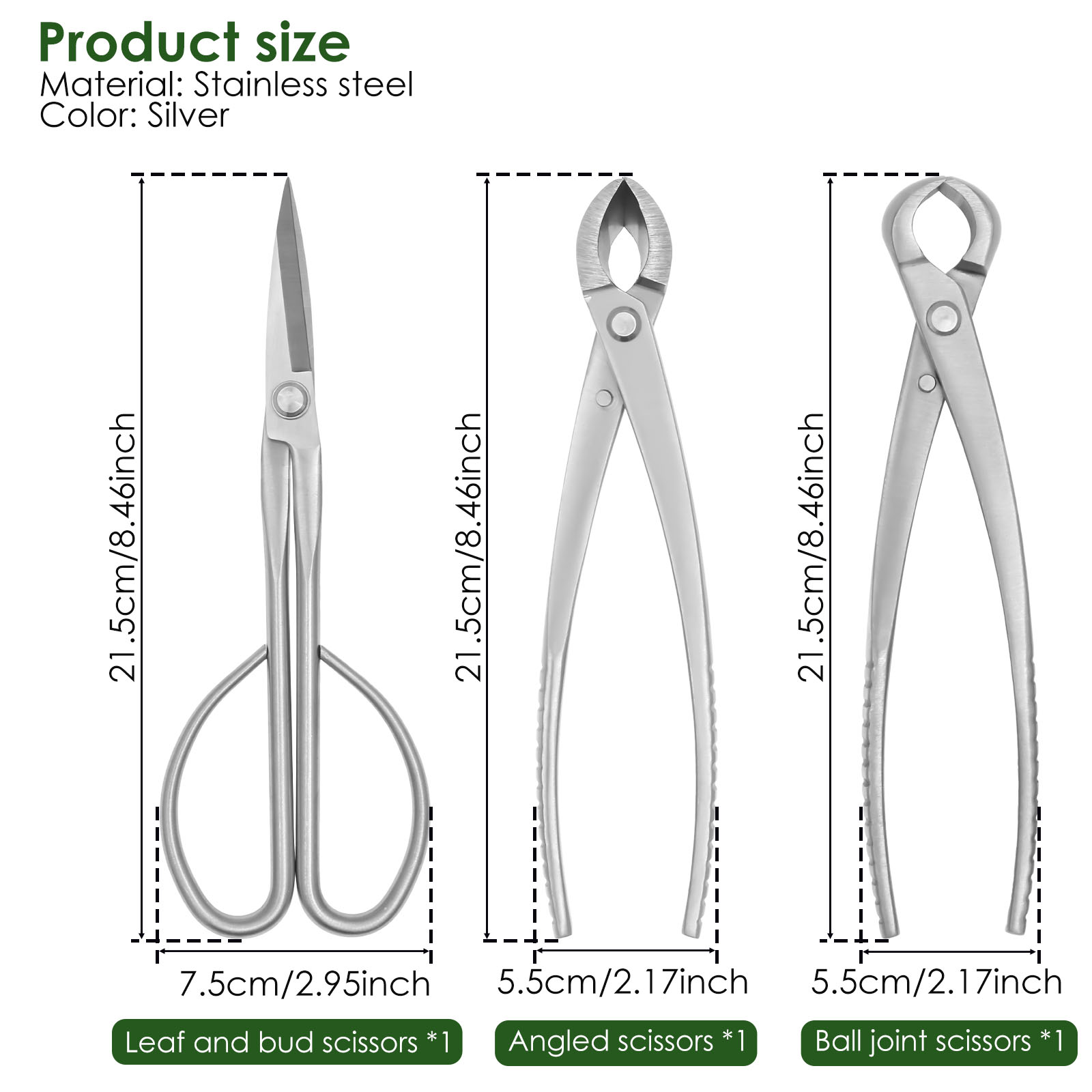 3個入り盆栽ツールセット、ノブカッター、凹型カッター、葉切り - Bonsai Tool Set のレビューと価格