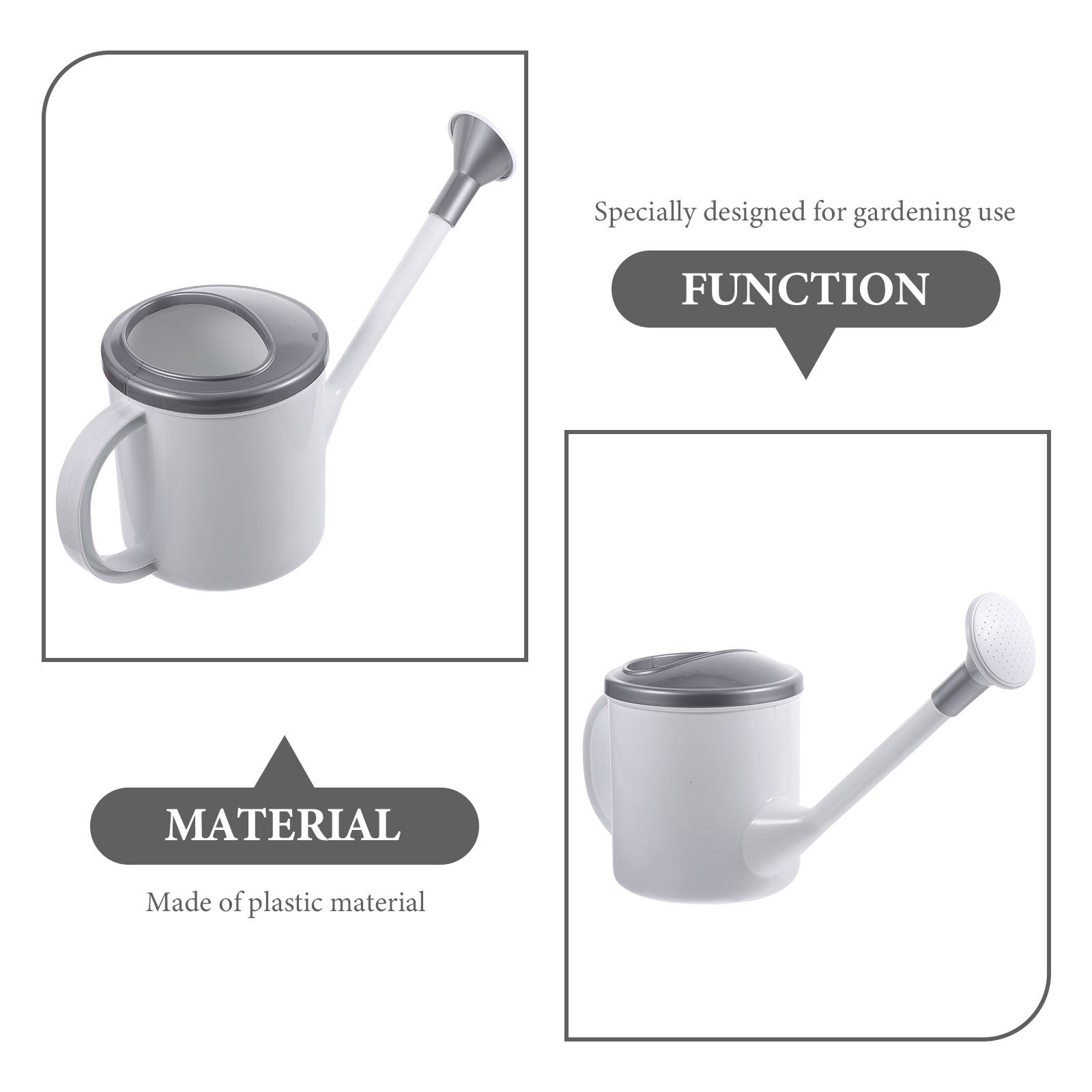 氷河グレーのプラスチック製じょうろ、長い注ぎ口と人間工学に基 - Watering Can Long Spout のレビューと価格
