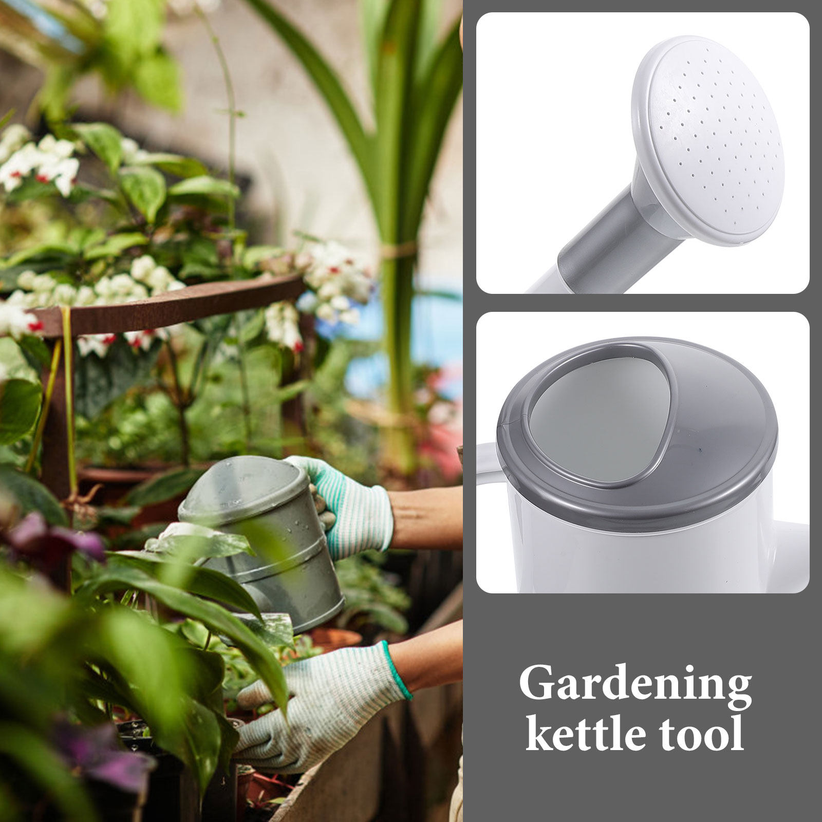 氷河グレーのプラスチック製じょうろ、長い注ぎ口と人間工学に基 - Watering Can Long Spout のレビューと価格