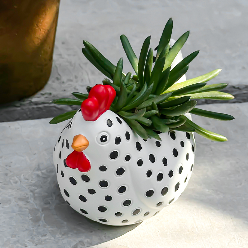 面白い斑点のある鶏の花瓶かわいい雄鶏モデル花瓶庭中庭牧場花瓶 - Gardening Tools Cute のレビューと価格