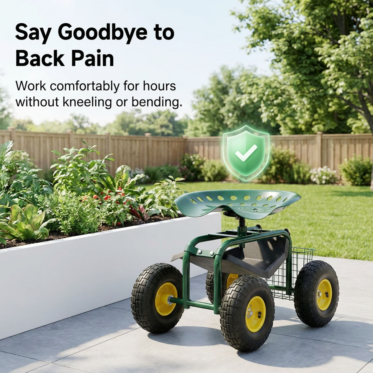車輪付きガーデンシート、360度回転可能な調節可能なガーデン - Gardening Tools Basket のレビューと価格
